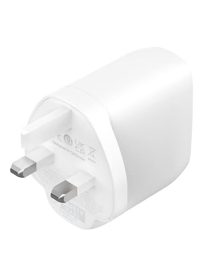 Belkin BoostCharge Dual USB-C Plug with PPS 60W Compatible w/USB-C to Lightning Cable & USB-C to USB-C