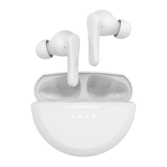 Belkin SoundForm Rhythm True Wireless Earbuds with Built-in Microphone, USB-C Fast Charging, 28H Battery Life