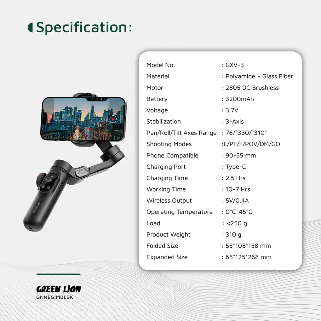Green Lion New York Gimbal Smart Face Tracking