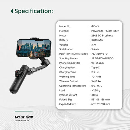 Green Lion New York Gimbal Smart Face Tracking