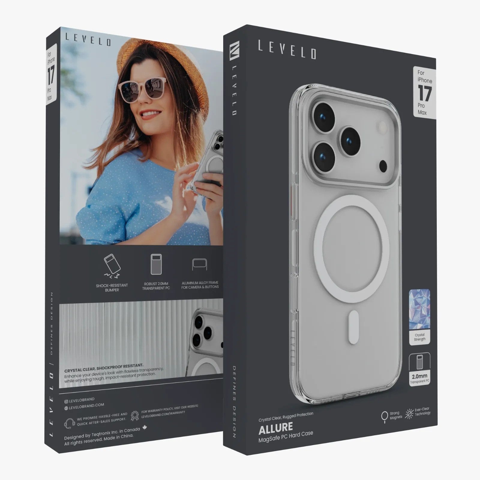 Levelo Transparent Allure PC Hard Case for iPhone 17 Pro Max / Pro